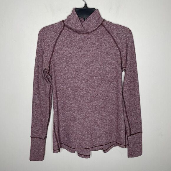 LULULEMON Warm Your Core Athletic Top Women 6 Heather Red Long Sleeve Rear Pleat - Picture 1 of 10